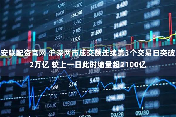 安联配资官网 沪深两市成交额连续第3个交易日突破2万亿 较上一日此时缩量超2100亿