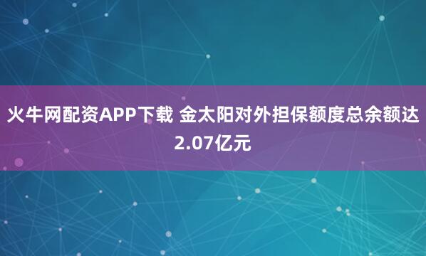 火牛网配资APP下载 金太阳对外担保额度总余额达2.07亿元