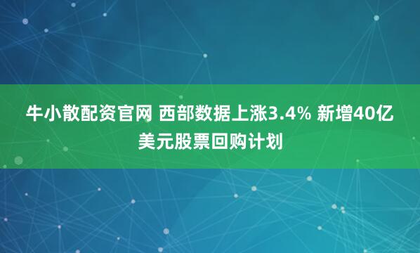 牛小散配资官网 西部数据上涨3.4% 新增40亿美元股票回购计划